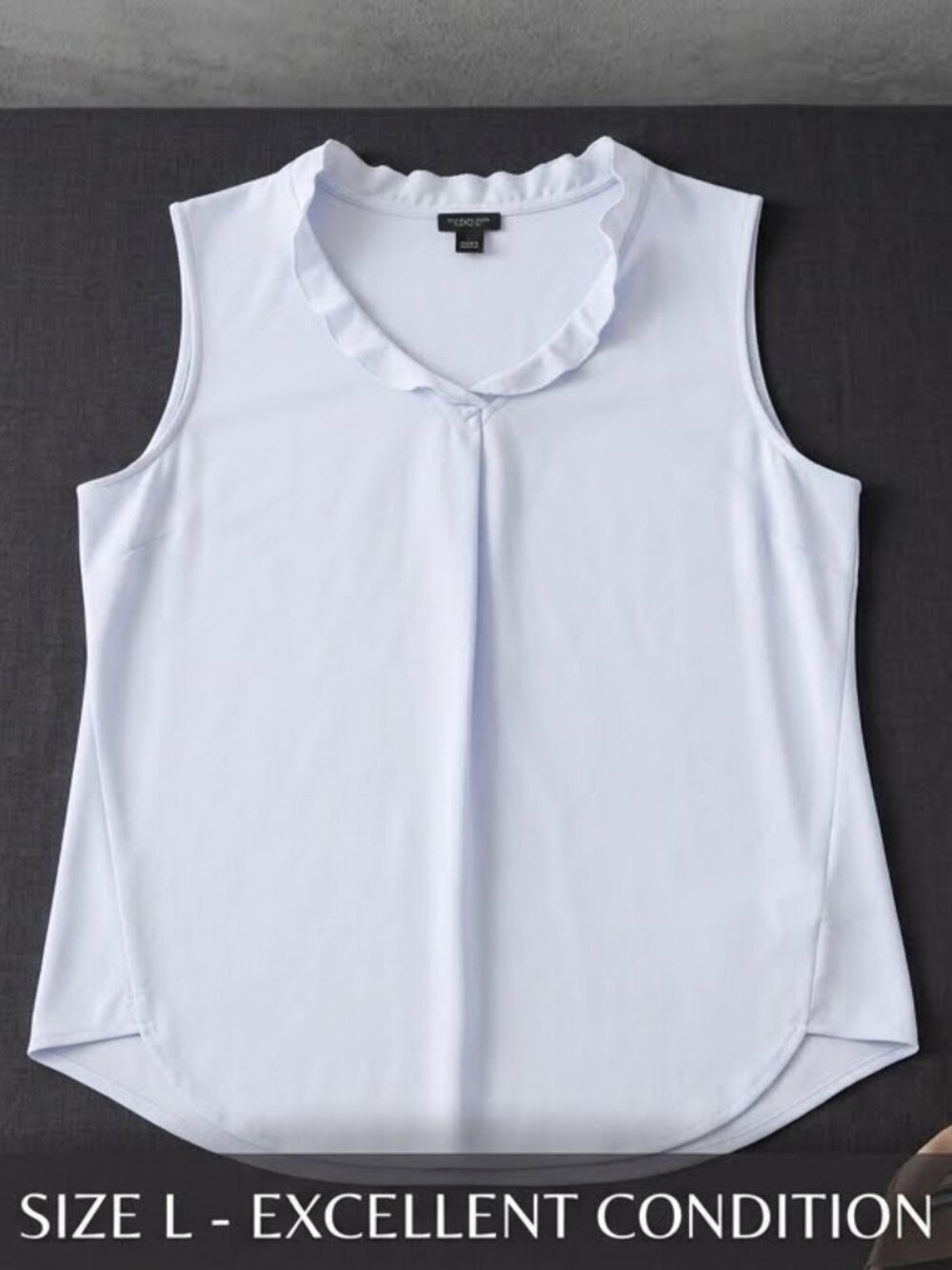 Ann Taylor Ruffle Neck Sleeveless Blouse Light Blue L